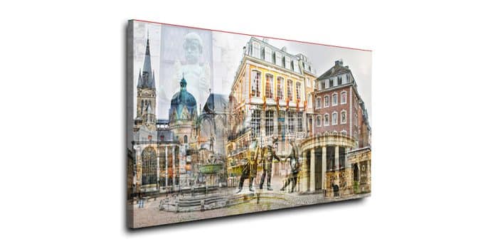 Aachen Collage im Pop-Art Design. Kunst Bilder auf Acrylund Alu