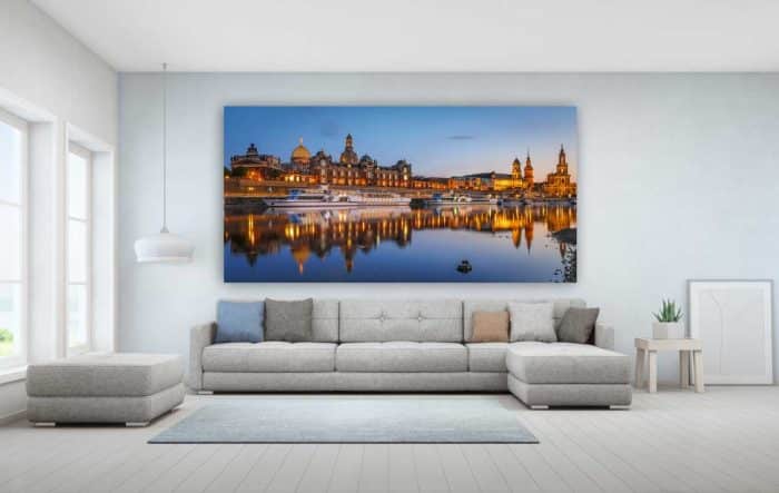 Acrylbilder Dresden Panorama Kunst Bilder und Pop-Art Ansichten von der Elbe.