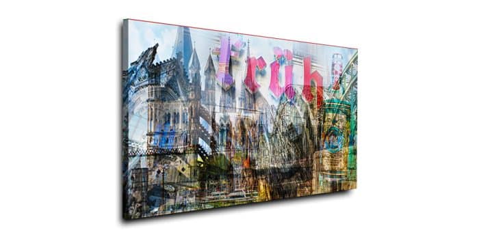 Acrylbilder Köln Collage mit Dom und Stadt Highlight Panorama Art