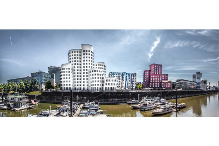 Alu Dibond Düsseldorf | Panorama Bild aus dem Medienhafen