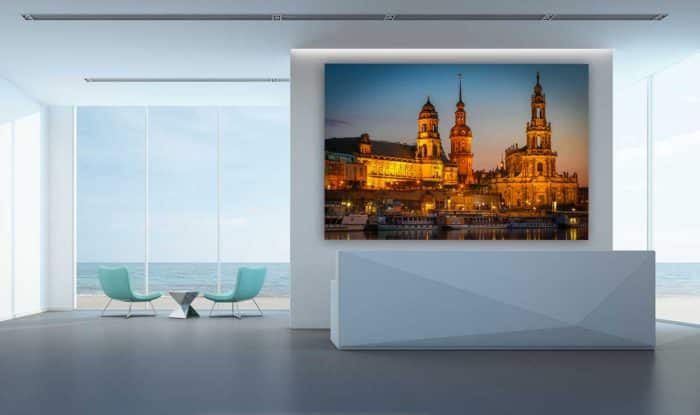 Bilder Dresden mit Elbe und Frauenkirche. Panorama Pop-Art Kunst