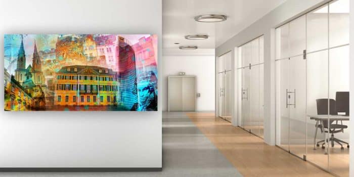 Bonn Panorama Bild als moderne Pop-Art Collage. Premium Kunstbilder