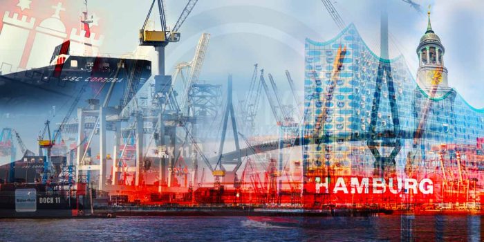 Collage Hamburg | Kunst Panorama Bilder von der Elbe