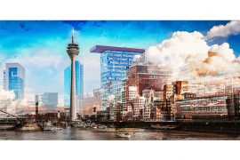 Collage Medienhafen Düsseldorf | Hafen Motive auf 1 Kunst Bild