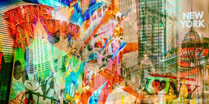Collage New York - Moderne Kunstbilder im Xl Panorama Format auf Acryl
