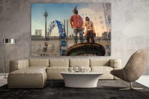 Collage Stadt Düsseldorf am Rhein. Panorama Bilder und Kunst Motive