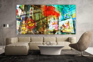 Gemälde New York im Pop-Art Panorama Design. Kunst Motive in XXL