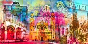 Glasbild München Collage und moderne Pop-Art Kunstbilder aus München