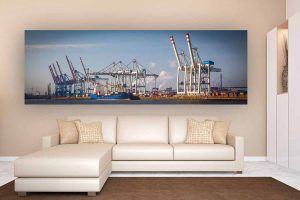Foto Art Kranpanorama im Hafen von Hamburg | Hamburg Panorama & Skyline Fotokunst