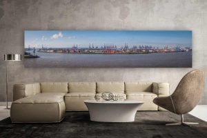 Hamburg Skyline Hafen Panorama Bild. Acryl Kunst von Elbe und Alster