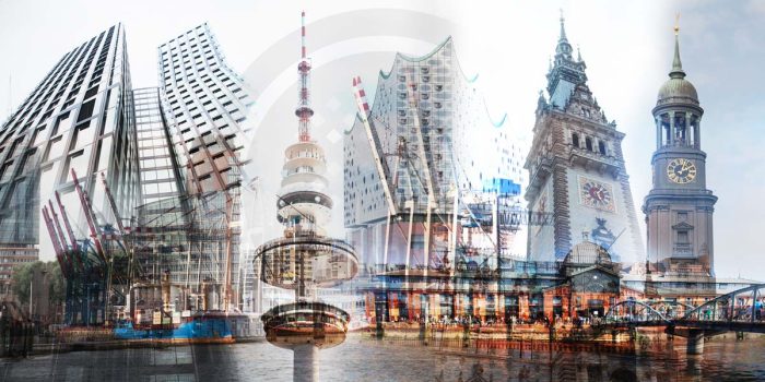 Hamburg Stadtpanorama - Kunst Bilder aus Hamburg mit Elbe und Alster