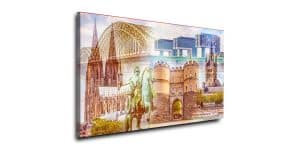 Kunst Collage Köln aus der Domstadt. Rhein und Kölner Dom.