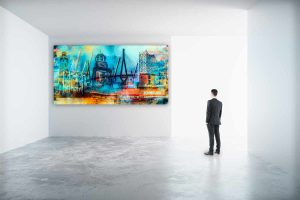 Kunstbild Hamburg Meine Stadt. Acryl Panorama Pop-Art Kunst Collage