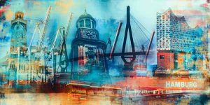 Kunstbild Hamburg Meine Stadt | Pop-Art Fotokunst Panorama Bild