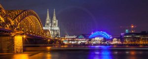 Köln Bild mit Kölner DOM und Hohenzollernbrücke bei Nacht