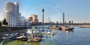Leinwandbilder Medienhafen Düsseldorf auf Leinwand, Acryl und Alu