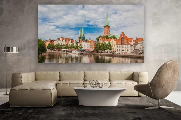 Bilder Lübeck. Panorama Kunstwerke aus d. Stadt m. d. Holstentor.