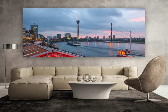 Panorama Bilder Düsseldorf - Stadt Motive auf Leinwand vom Mefienhafen