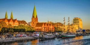 Panorama Bremen Bild aus der Hansestadt. Acrylbild und Leinwandkunst