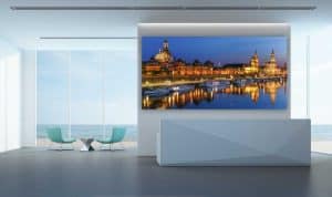 Panorama Dresden mit Elbe und Frauenkirche. Kunst Skyline Art Bilder