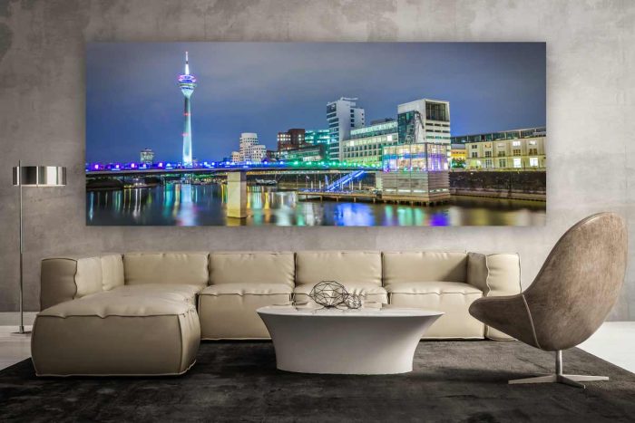 Panorama Medienhafen Düsseldorf Kunst Bilder auf Leinwand und Acryl