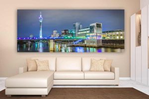 Panorama Medienhafen Düsseldorf Kunst Bilder auf Leinwand und Acryl