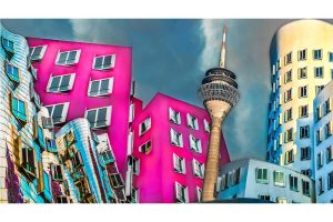 Pop-Art Düsseldorf Kunst Motiv | Panorama und Skyline Kunst Bild und Collage
