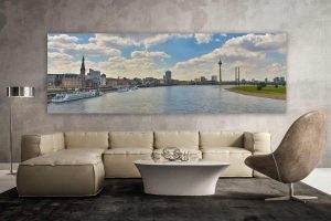 Skyline Panorama Bilder aus Düsseldorf am Rhein. Kunstbilder und Motive