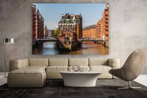 Hamburg Speicherstadt - Art Panorama Bilder von Elbe und Hafen Skyline