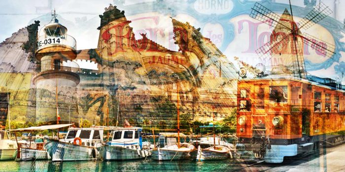 Wandbilder Mallorca im exclusiven Pop-Art Panorama Kunst Design.