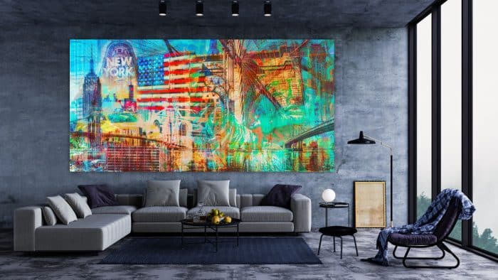 Wandbilder New York. Leinwandkunst, moderne Pop-Art Collage