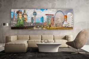 Düsseldorf Collage im XL Kunst Panorama Format | Moderne Düsseldorf Kunst Bilder