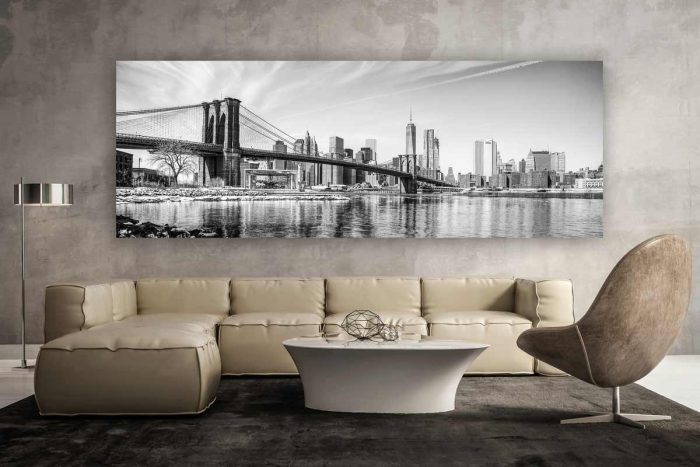 New York schwarz-weiss Panorama Kunstwerk | Modern Art Design