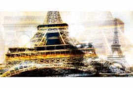 Paris c’est belle | XXL Kunst Collage Eifelturm im Panorama Format