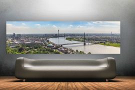 Rhein Skyline Düsseldorf von oben | Beste Stadt am Rhein Panorama Bild