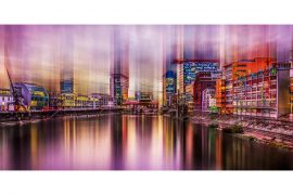 Kunst Collage Medienhafen Düsseldorf – Fotokunst und Skyline Panorama Kunst aus dem Hafen
