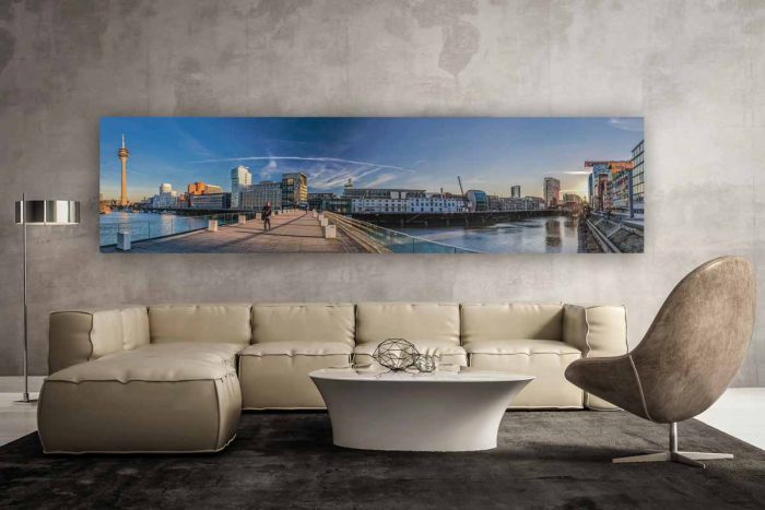 Medienhafen Düsseldorf Panorama Bild | Kunst Motiv auf Leinwand, Acryl und AluDiBond