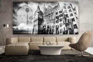 Glasbild Düsseldorf. Panorama Motive und Bilder auf Leinwand und Acryl