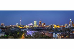 Panorama Berlin Bild bei Nacht |Kunst Motiv, Skyline Fotokunst Design